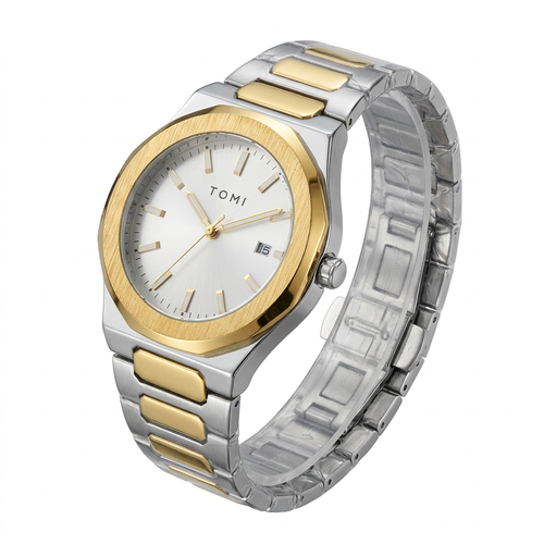 Angled watch on white background
